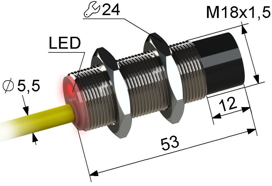 Индуктивный датчик ВБИ-М18-55У-2121-С.51(15мм)(Upg)