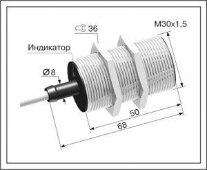 Индуктивный датчик ВБИ-М30-50С-1112-З