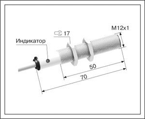 Индуктивный датчик ВБИ-М12-70У-1252-Л