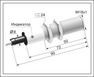 Индуктивный датчик ВБИ-М18-76С-1251-Л