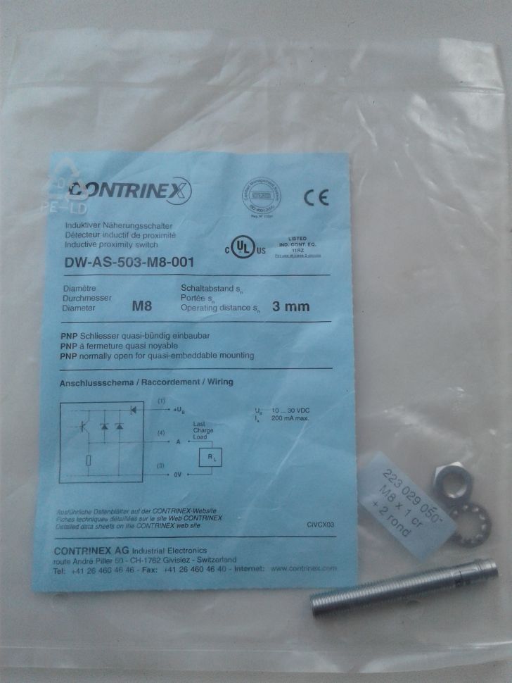  Индуктивный датчик CONTRINEX DW-AS-503-M8-001