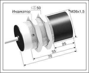 Индуктивный датчик ВБИ-М36-70У-2121-З