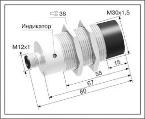 Индуктивный датчик ВБИ-М30-70Р(с27)-2352-Л