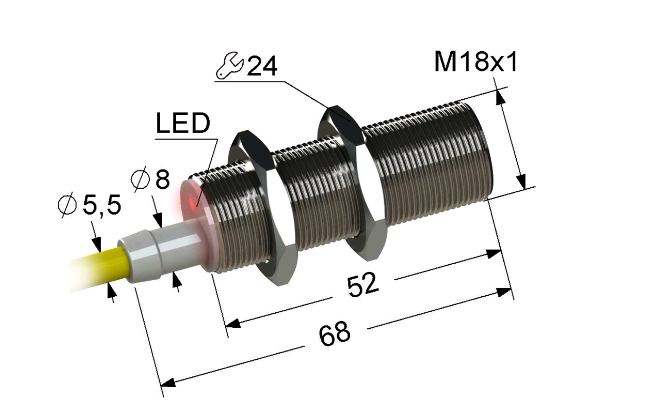 Индуктивный датчик ВБИ-М18-55С-1122-З(Upg)
