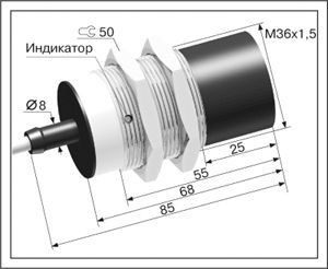 Индуктивный датчик ВБИ-М36-70С-2121-З