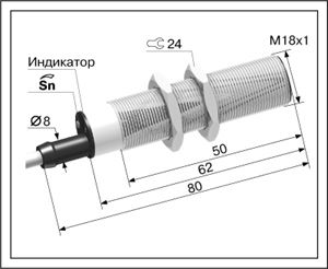 Оптический лазерный датчик ВБО-М18-65С-8123-СА.01.02.51(5м)